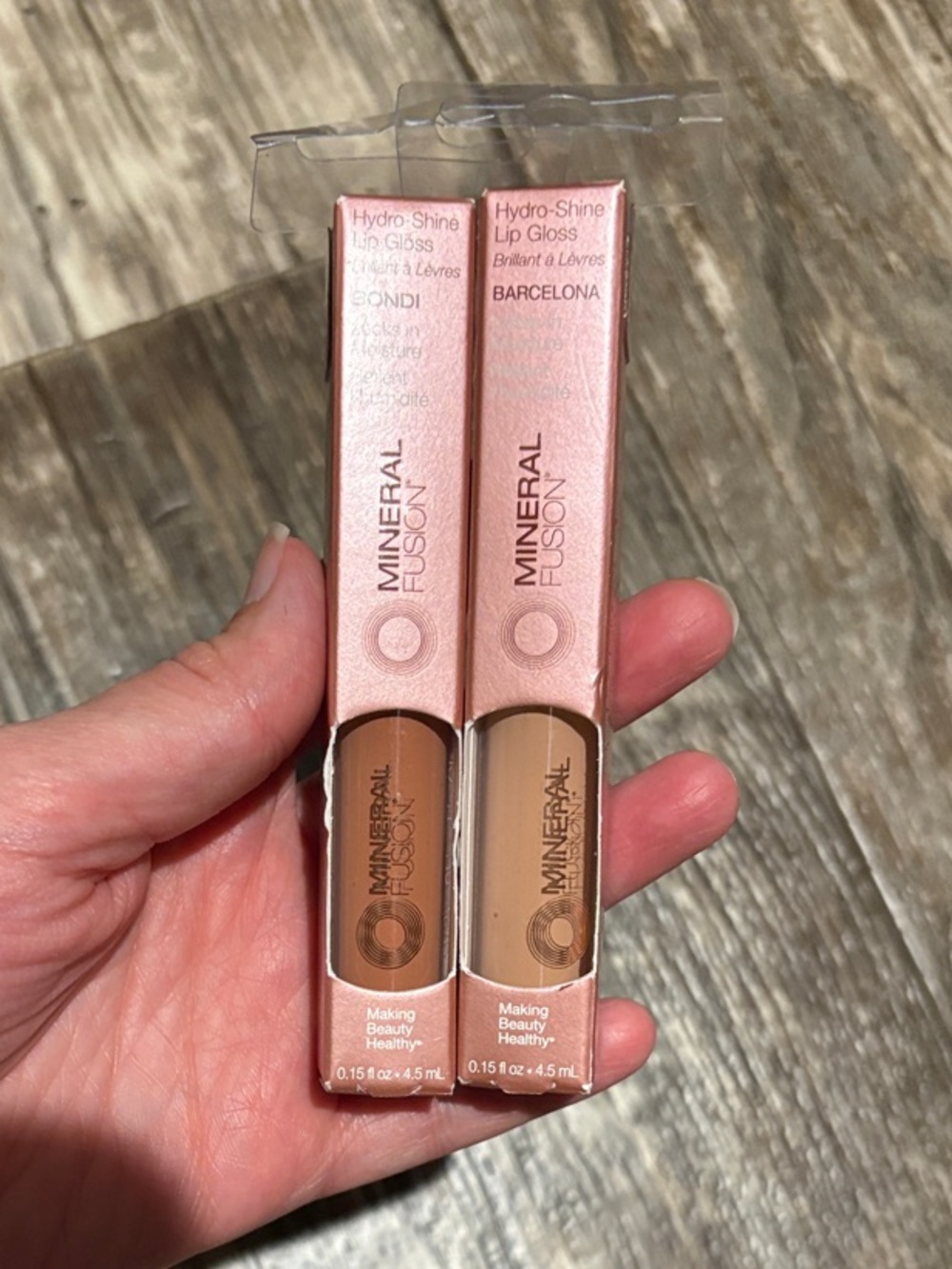Set of 2 Mineral Fusion Lip Gloss in Brown Shades - Bondi and Barcelona